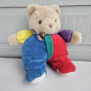 VTG Eden Colorblock Primary Color Teddy Bear Plush Toy 13" Red Blue Green Yellow